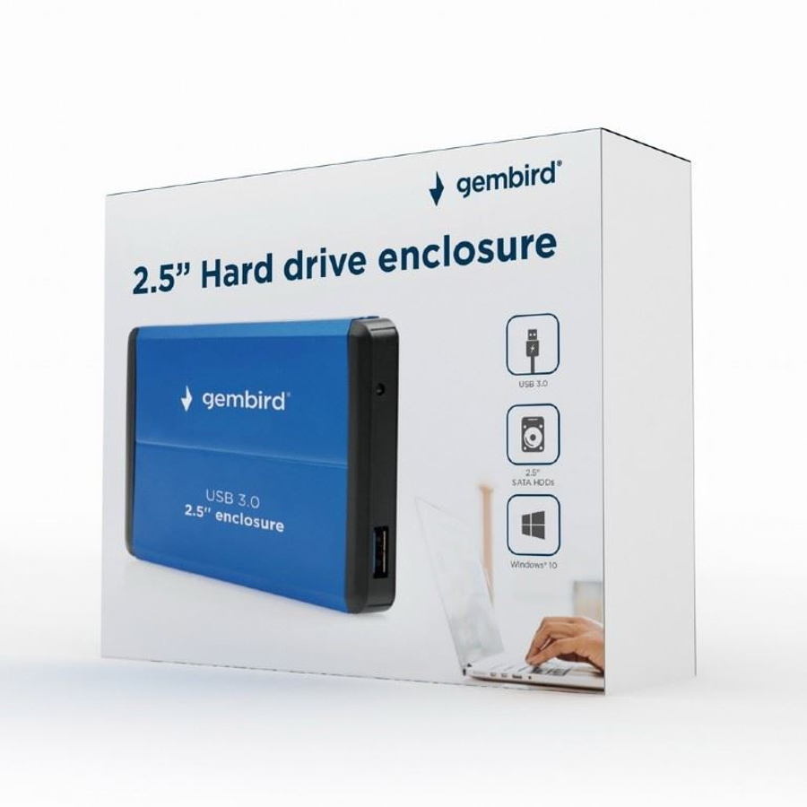 Gembird 2.5'' külső SATA merevlemez ház USB 3.0, kék